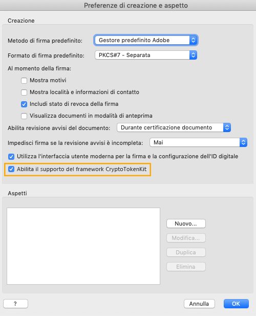 Abilitare il supporto del framework CryptoTokenKit 