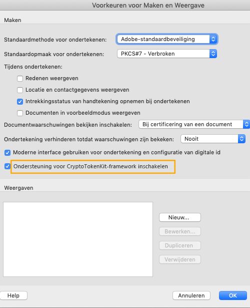 Ondersteuning voor CryptoTokenKit-framework inschakelen 