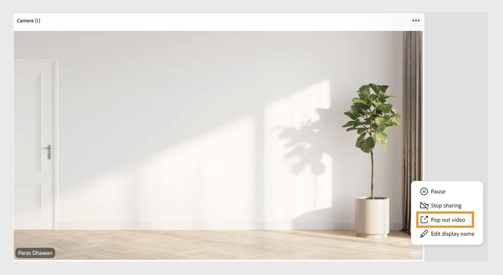 Pops out video from the Camera pod