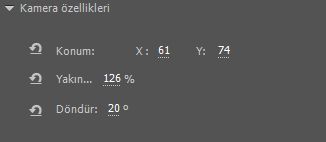 Kamera yatay kaydırma kontrolleri