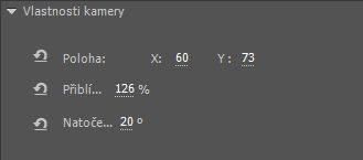 Ovládací prvky kamery pro posouvání