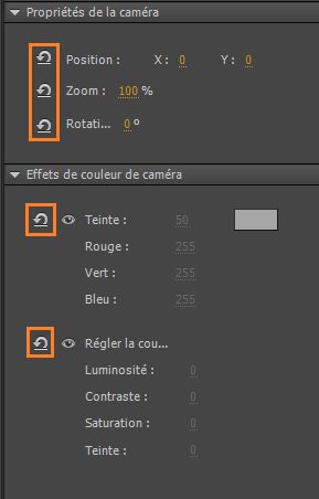 Propriétés de la caméra