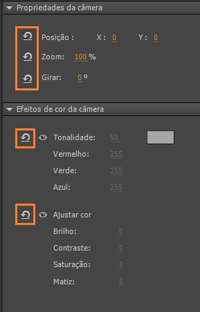 Propriedades da câmera