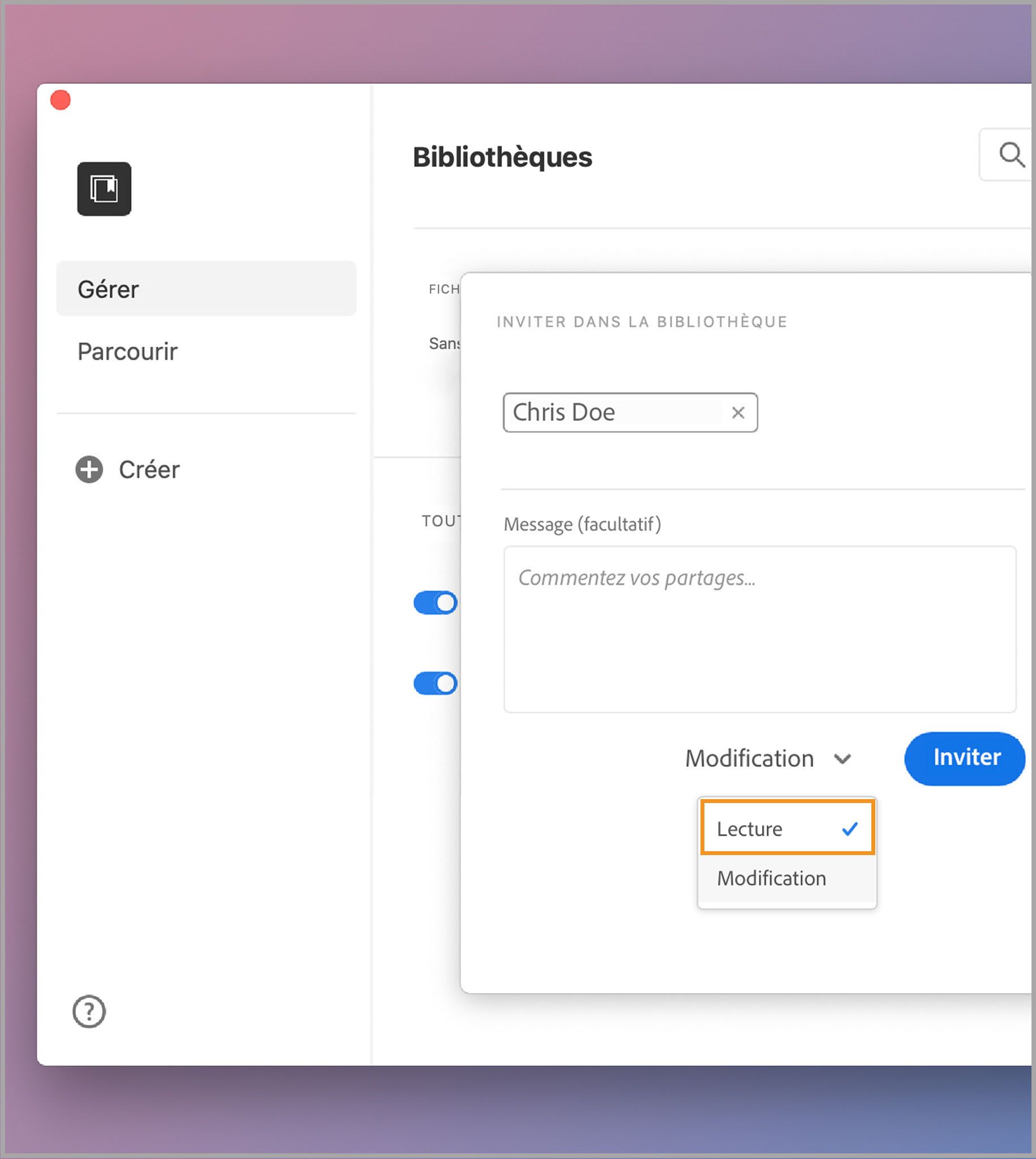 Accès en lecture à la bibliothèque