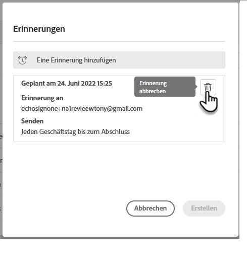Erinnerung löschen 