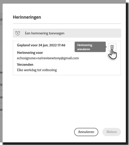 De herinnering verwijderen 