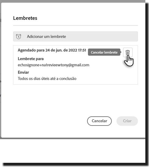 Excluir o lembrete 