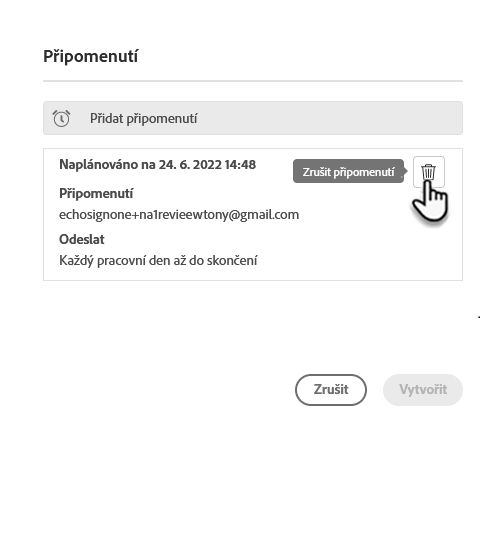 Odstranění připomenutí 