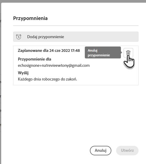 Usuwanie przypomnienia 