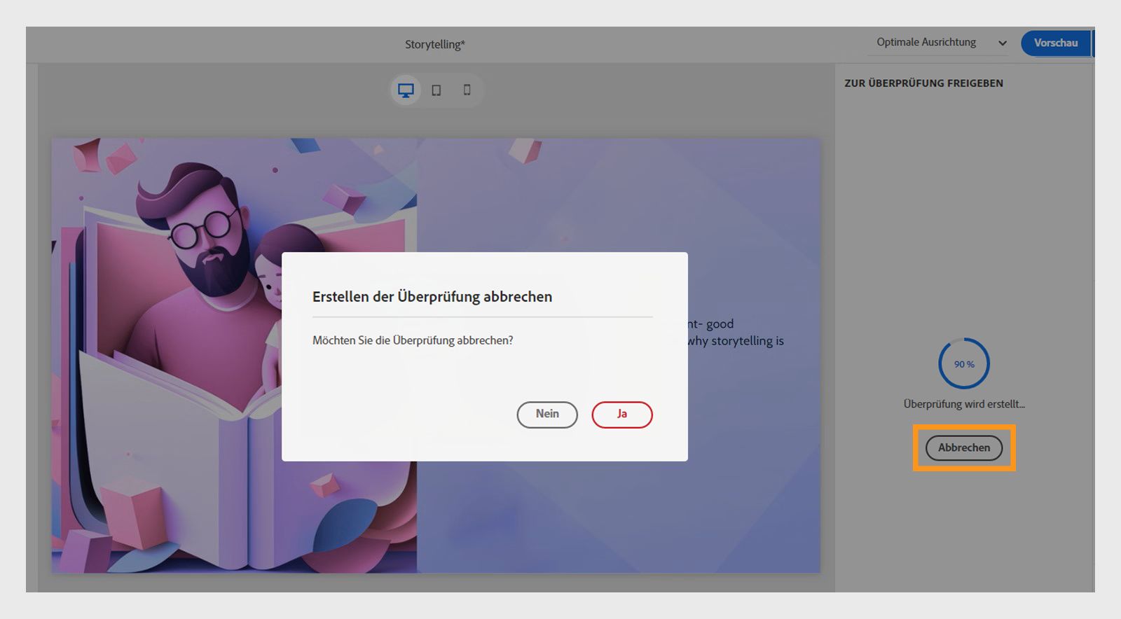 Erstellen des Reviews abbrechen