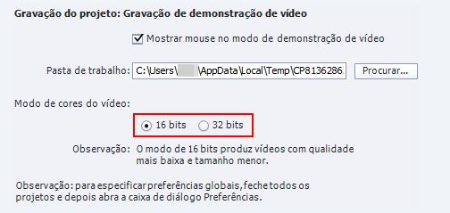 Modo de cores do vídeo