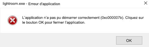 Message d’erreur de l’application