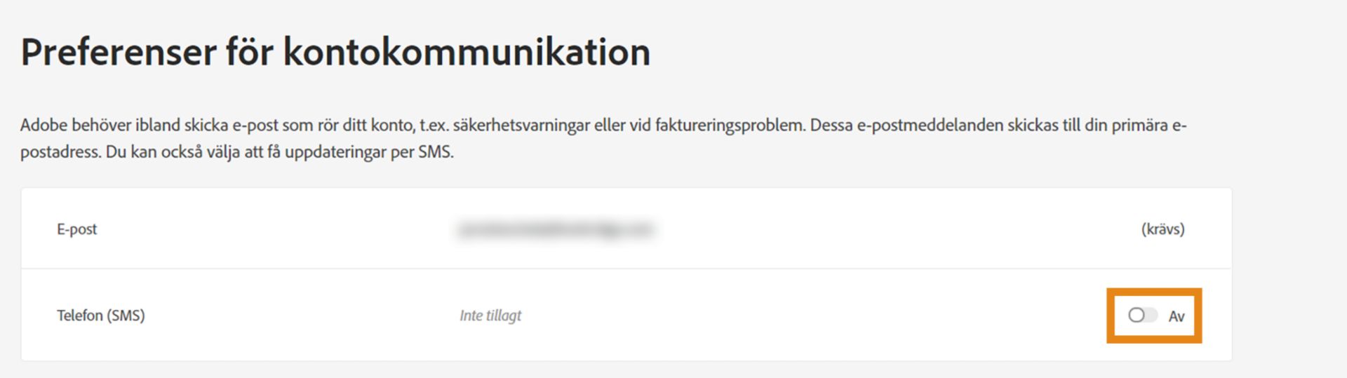 Markera kryssrutan Meddelanden till mobil enhet