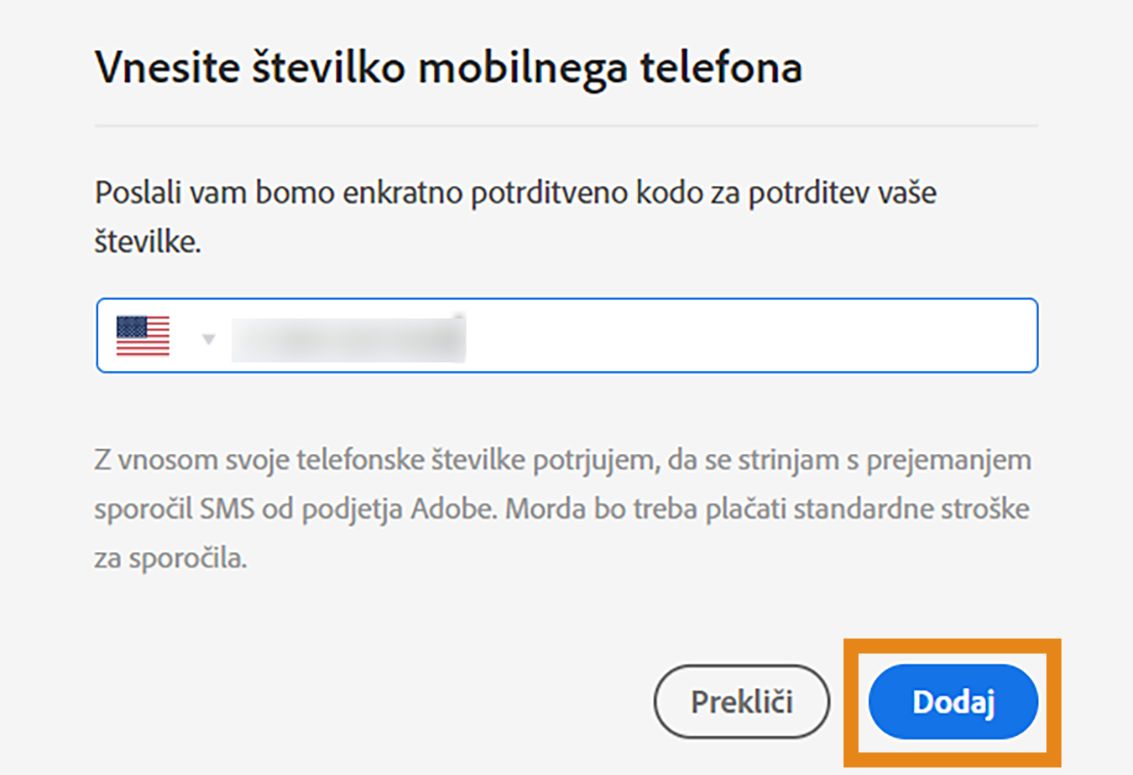 Potrdite, da želite v mobilnem telefonu omogočiti prejemanje obvestil v sporočilih SMS.