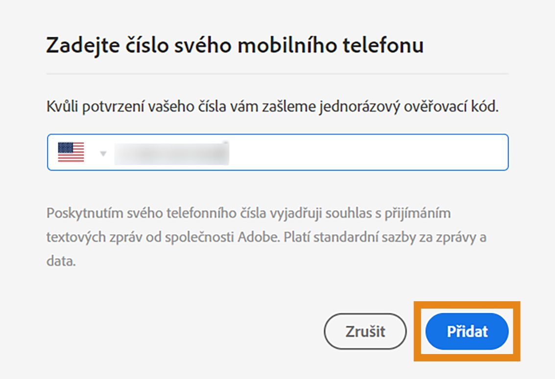 Potvrďte, že chcete povolit zasílání textových upozornění (zpráv SMS) na mobilní telefon