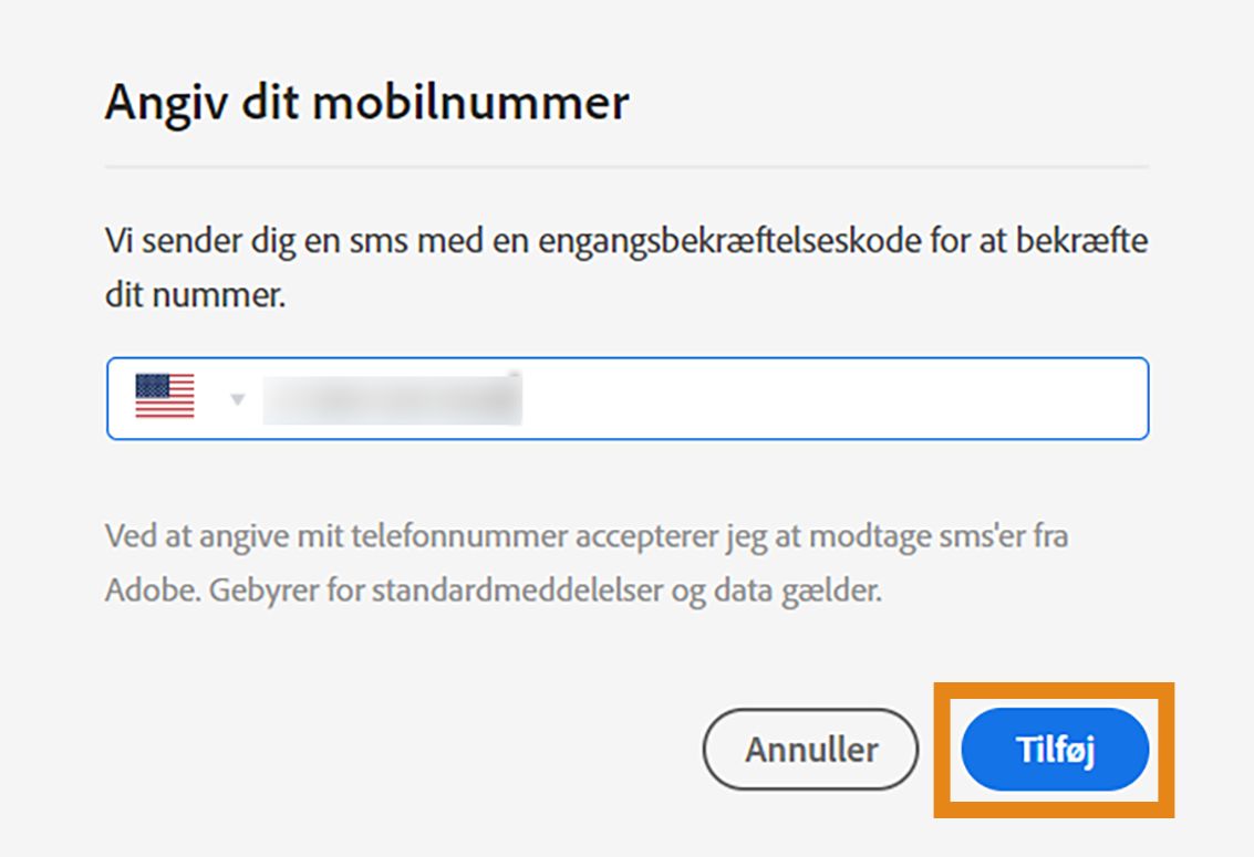 Bekræft, at du vil aktivere sms'er på din mobiltelefon