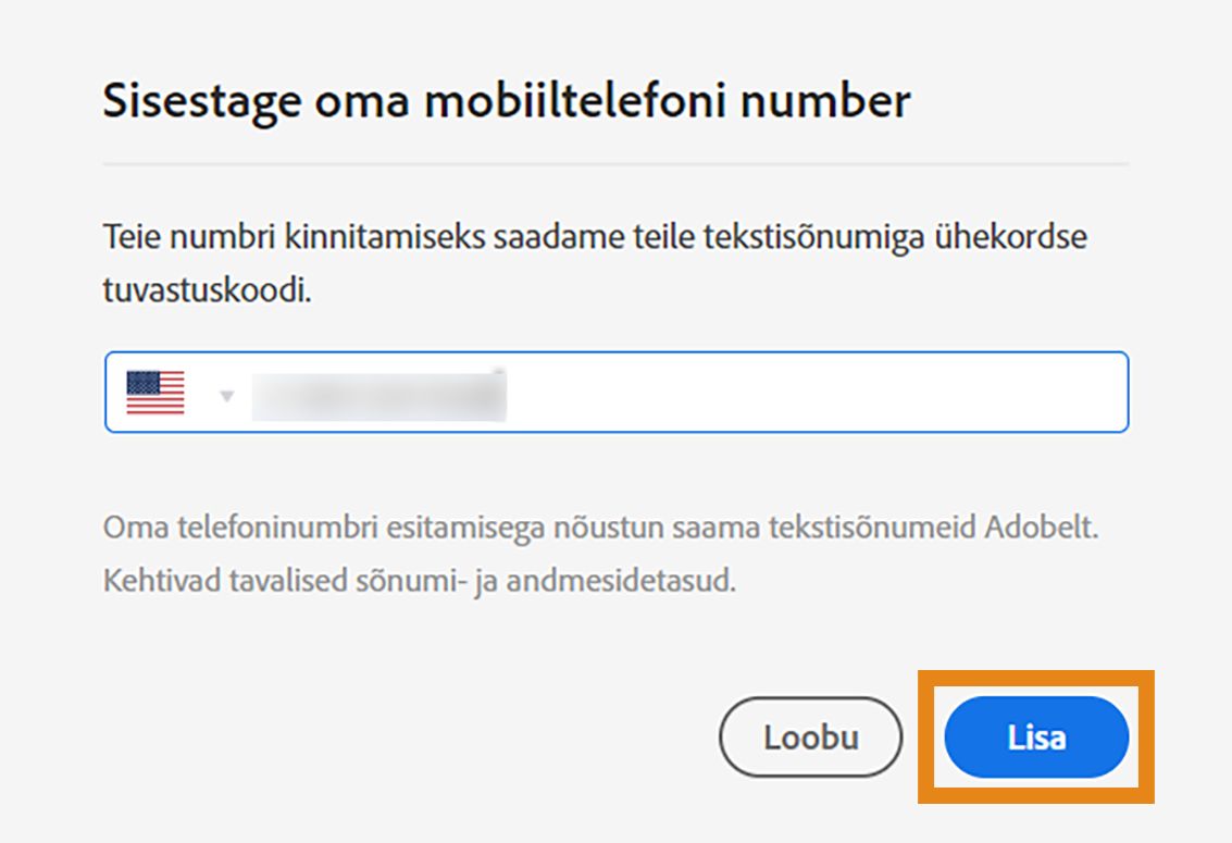 Kinnitage, et soovite oma mobiiltelefonis tekstiteatised (SMS) lubada