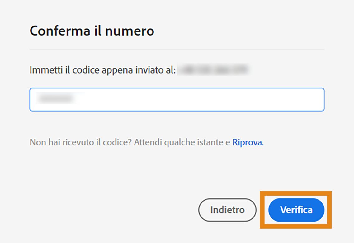 Conferma del codice