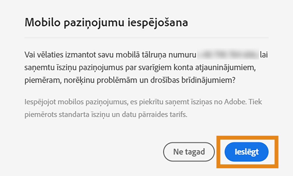 Ieslēgt paziņojumus