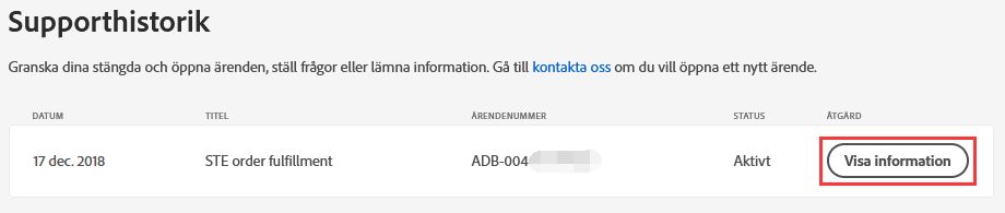 Granska information i supporthistoriken