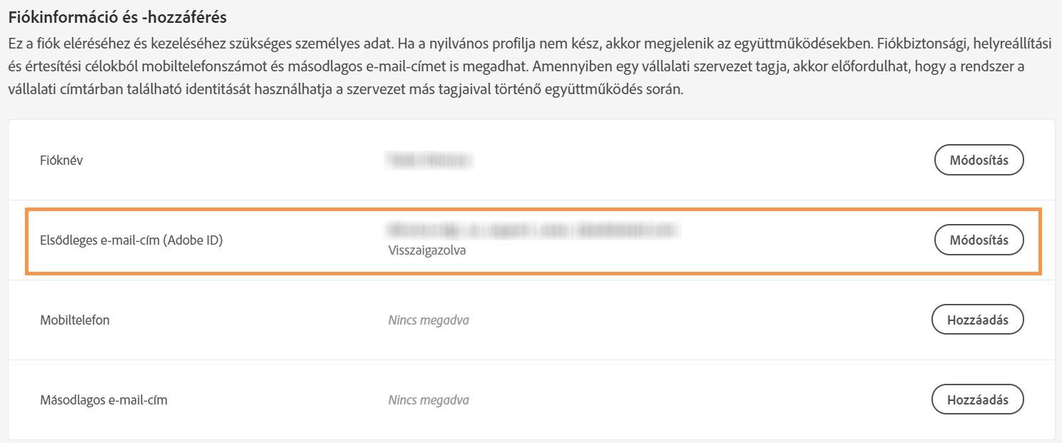 Ellenőrizze vagy változtassa meg e-mail-címét