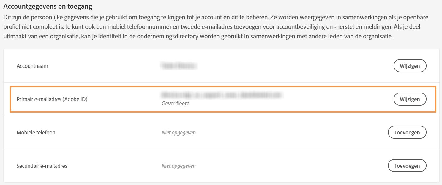 Uw e-mailadres bekijken of wijzigen