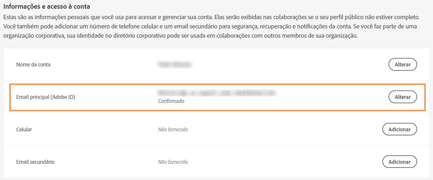 Verificar ou alterar o endereço de email