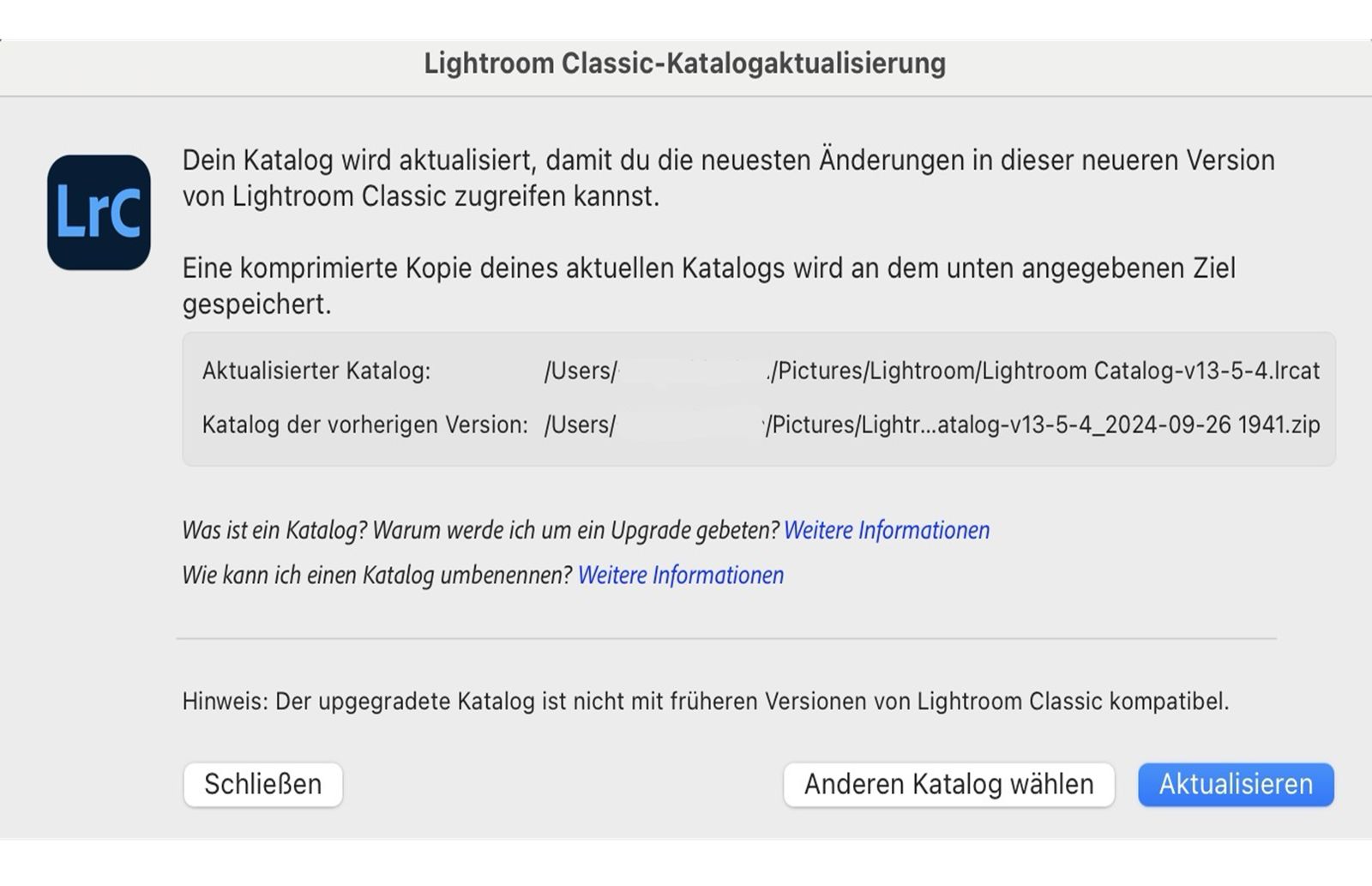 Klicke auf „Aktualisieren“, um den Katalog zu öffnen und zu verwenden.