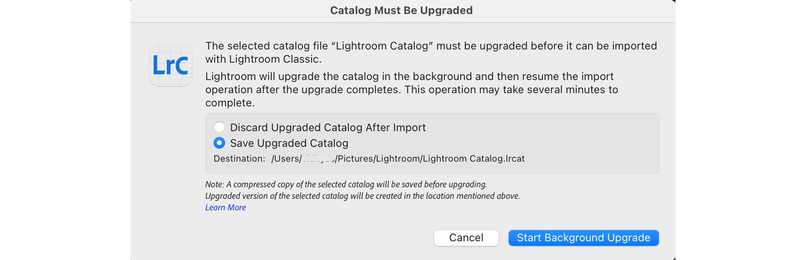 Catalog Upgrade pop up