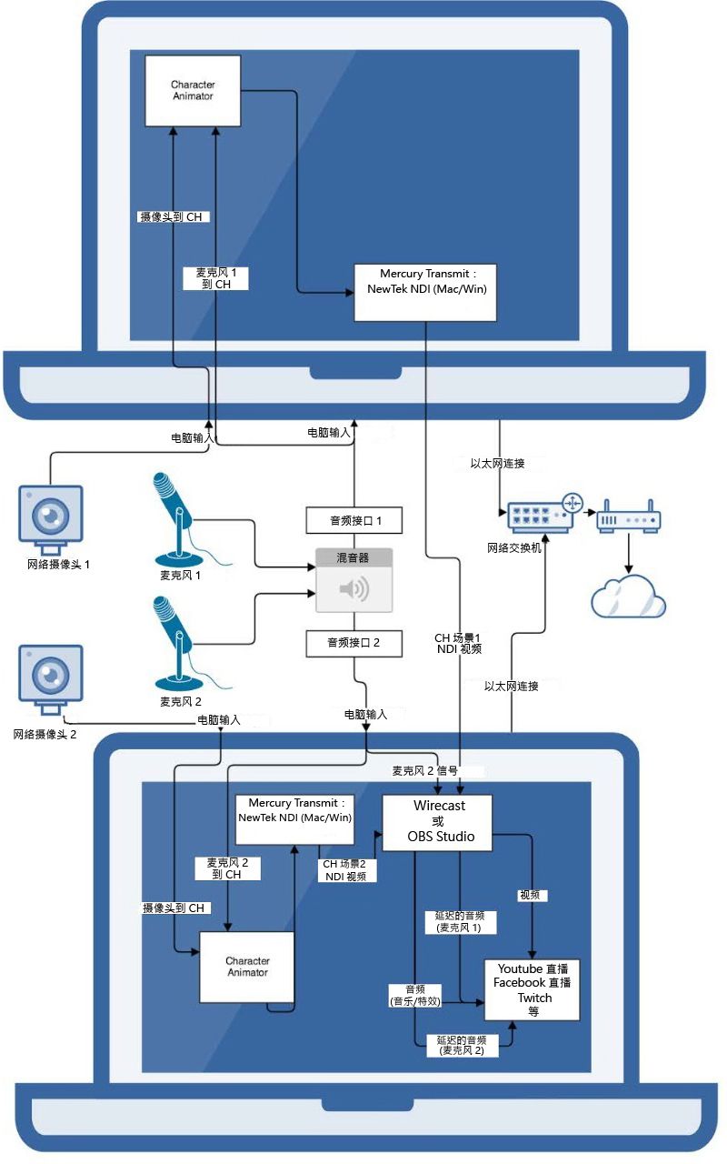 两个人偶的实时流（两台计算机）
