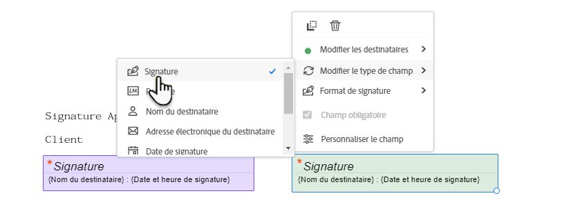 Modification des types de champs