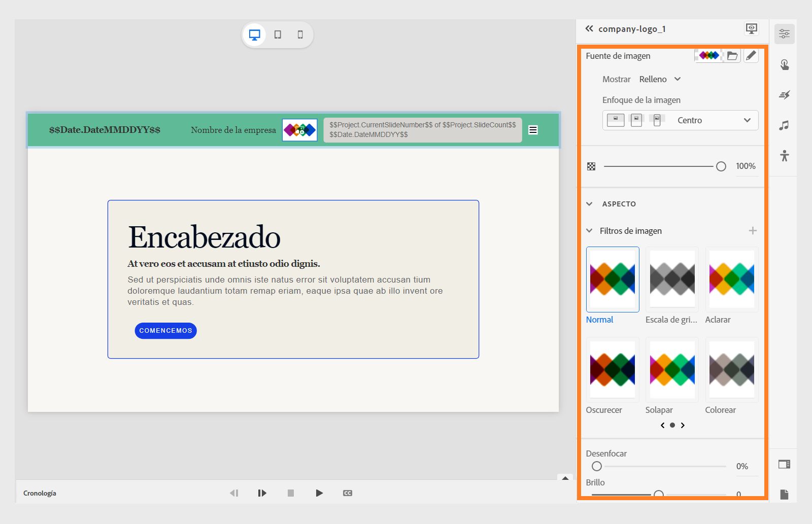 Personalizar el logotipo del encabezado