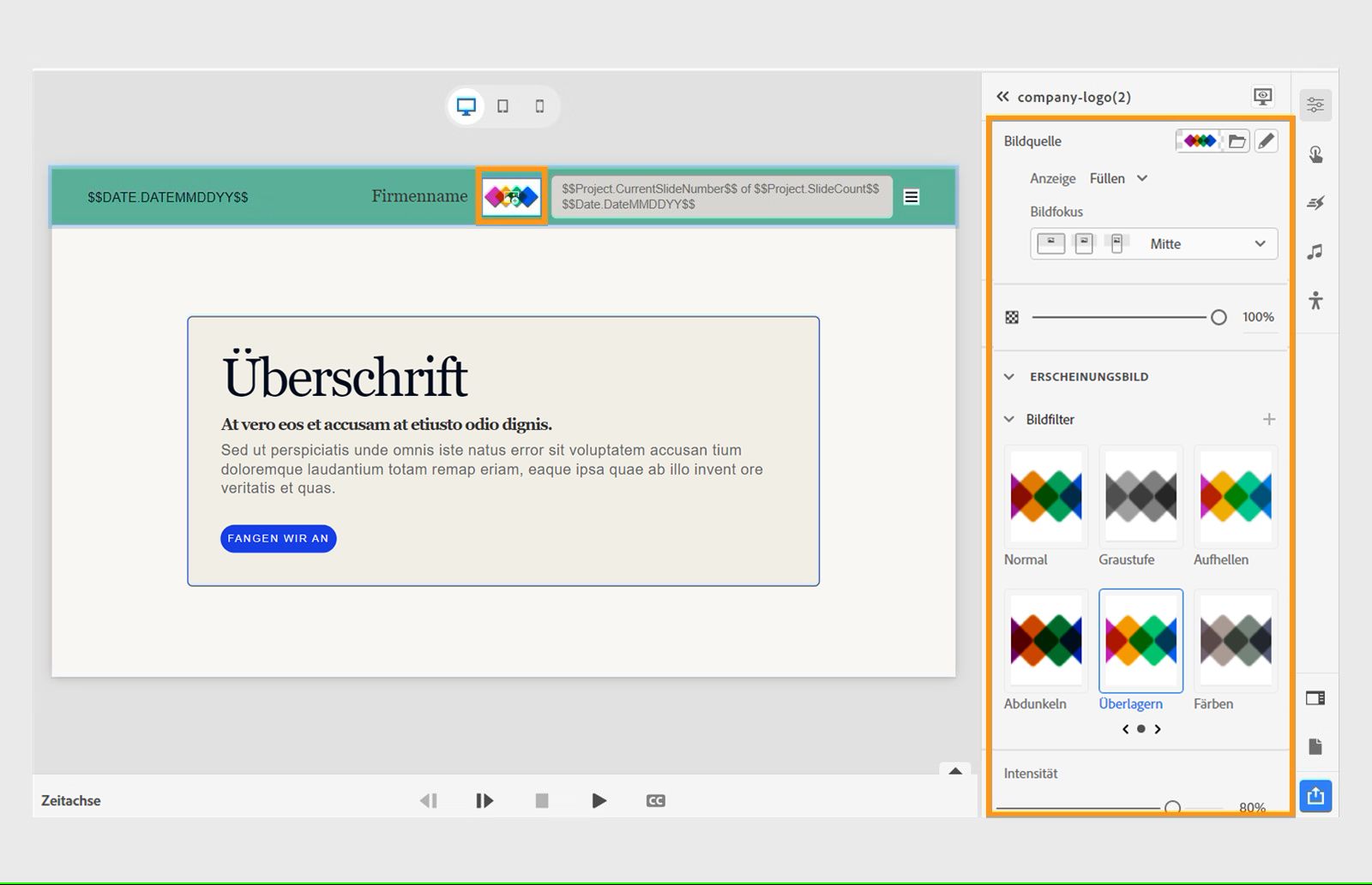 Anpassen des Kopfzeilenlogos