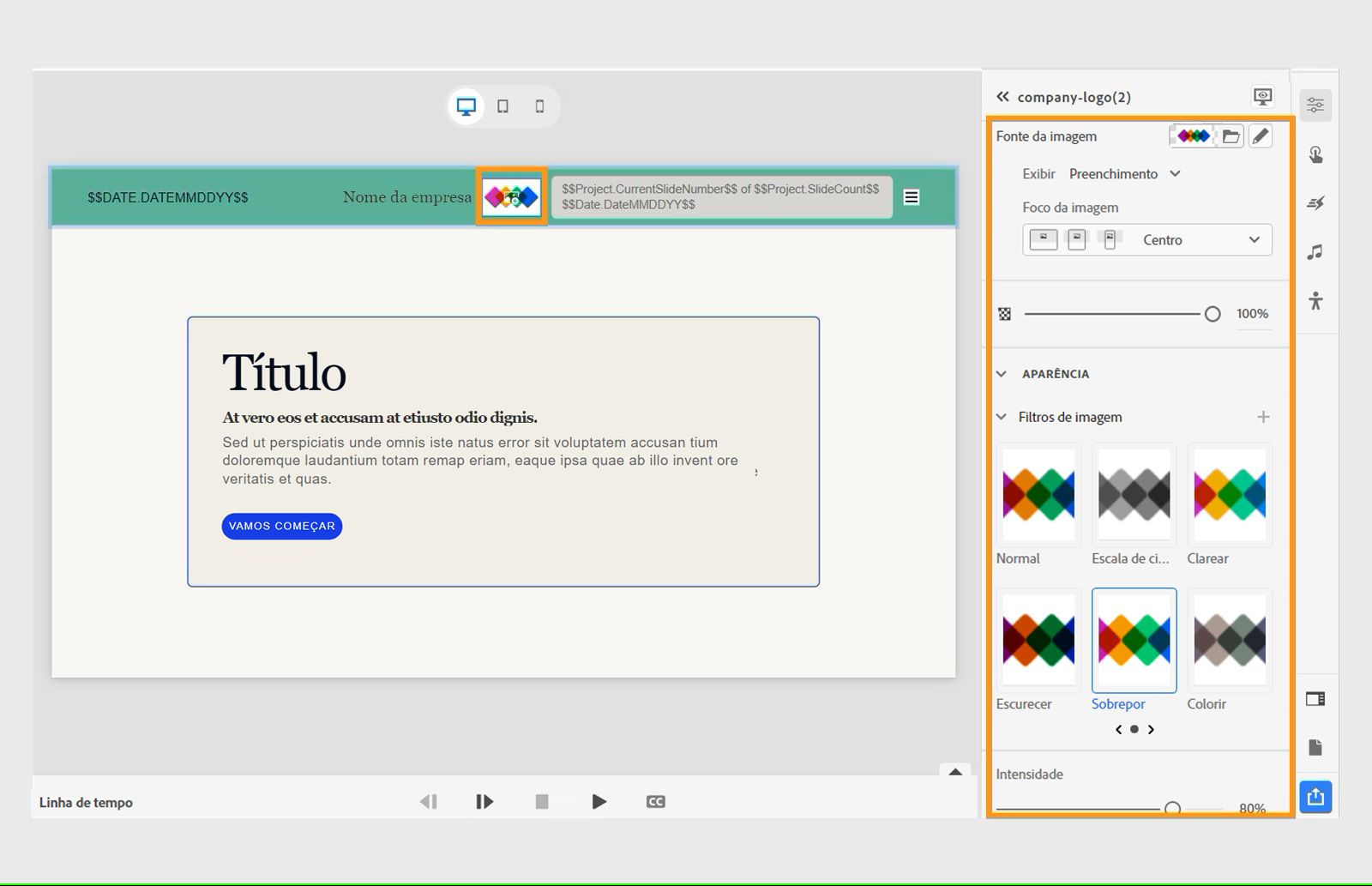 Personalizar o logotipo do cabeçalho