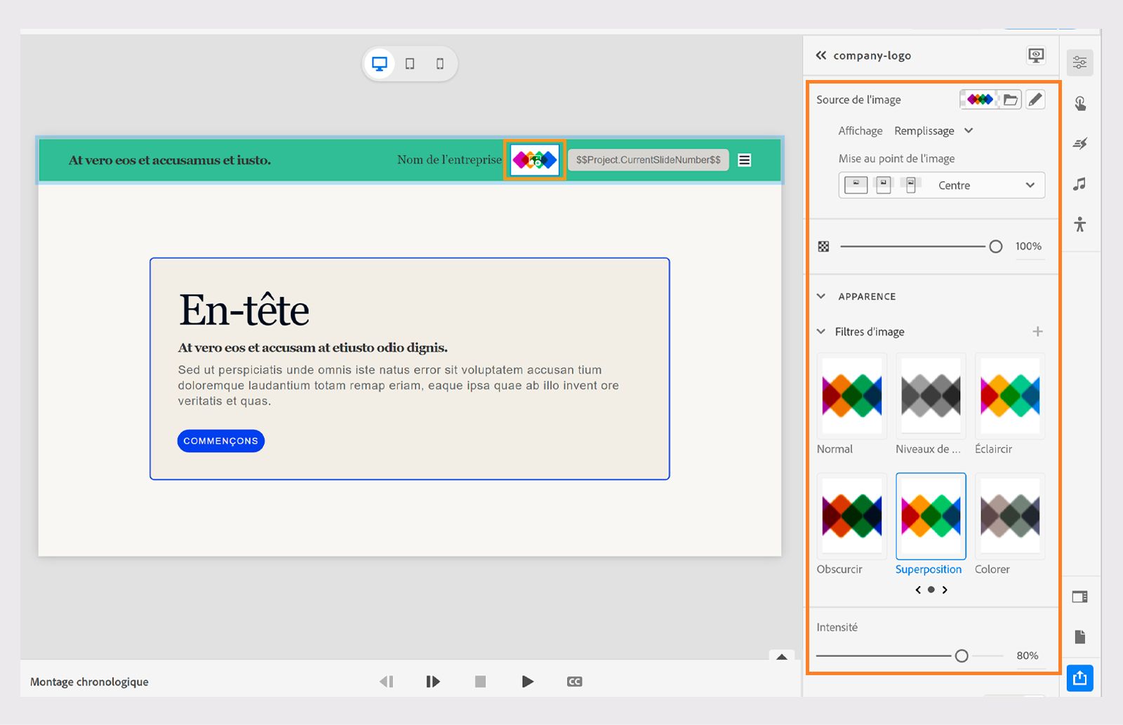 Personnalisation du logo de l’en-tête