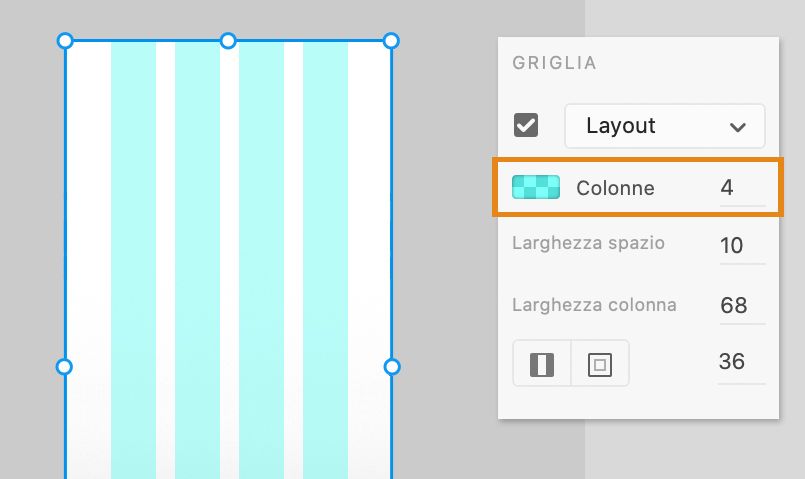 Modificare il numero di colonne nella griglia di layout