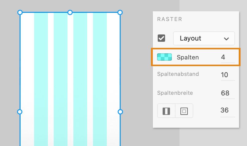 Anzahl der Spalten im Layoutraster ändern