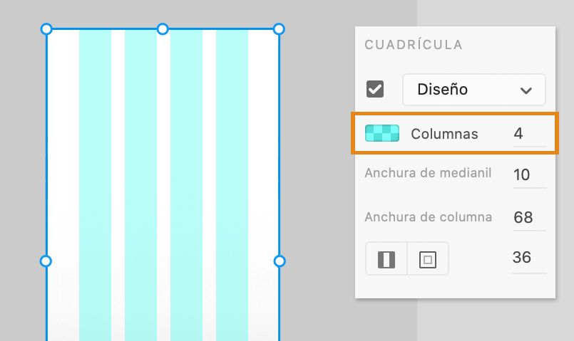 Cambiar número de columnas en cuadrícula de diseño