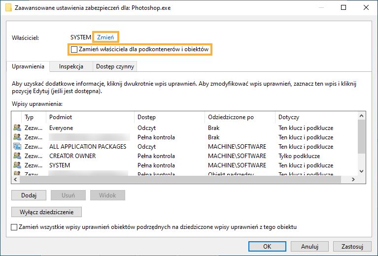 Zmień właściciela
