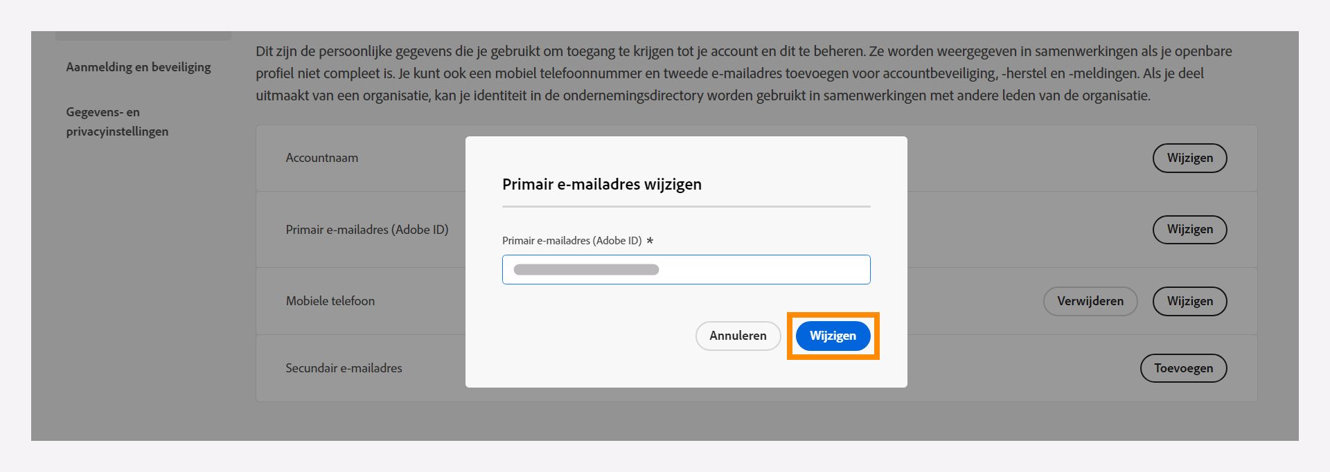 Wijzig uw primaire e-mailadres.