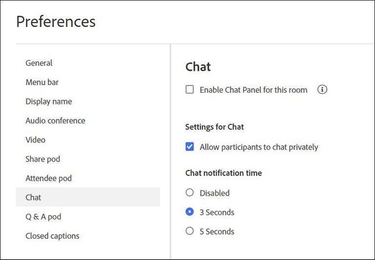 Chat Panel - Meeting room availability preferences