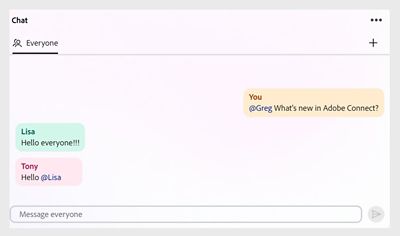 Chat pod with participants using the tag feature
