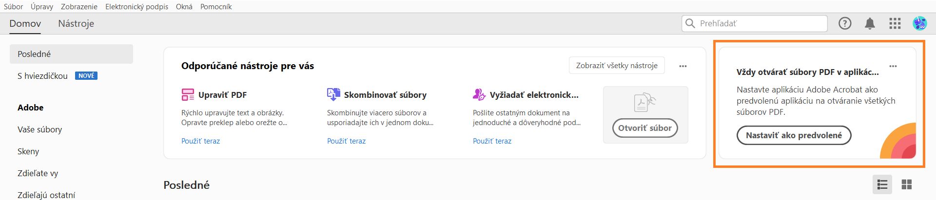 Použite rozšírenie aplikácie Acrobat v  prehliadači Chrome