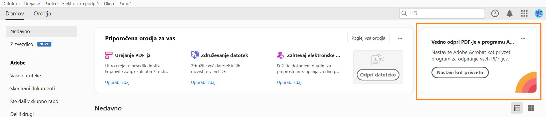 Uporaba razširitve programa Acrobat v brskalniku Chrome