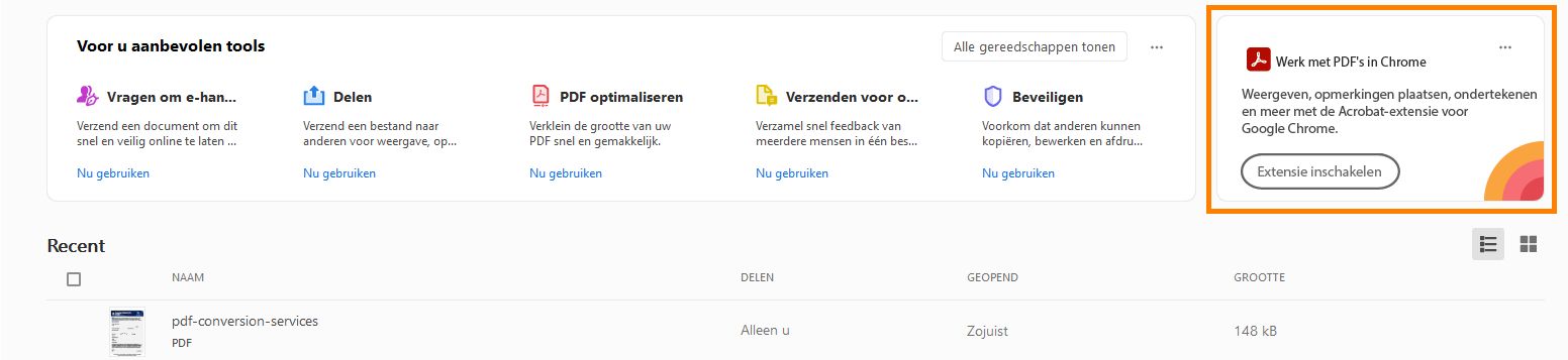 Acrobat-extensie gebruiken in de Chrome-browser