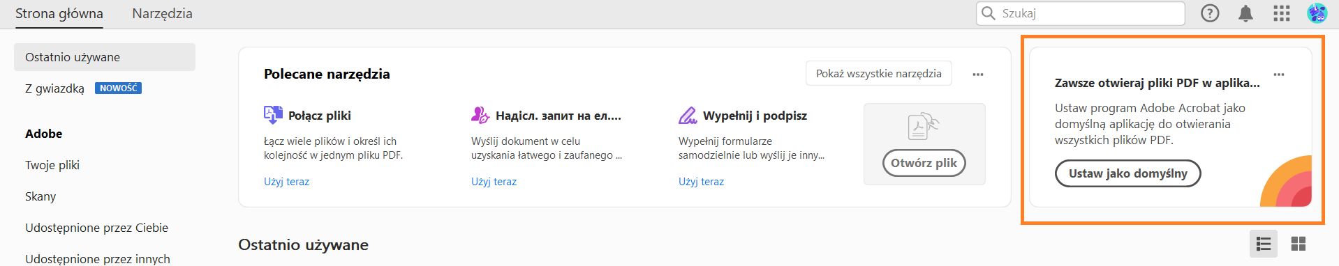 Korzystanie z rozszerzenia Acrobat w przeglądarce Chrome