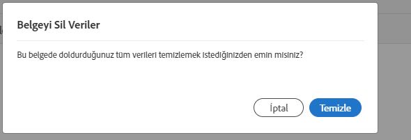 Belge Verilerini Temizle onayı.