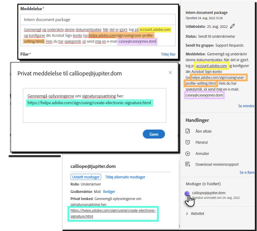 Konfigurerede meddelelsesfelter