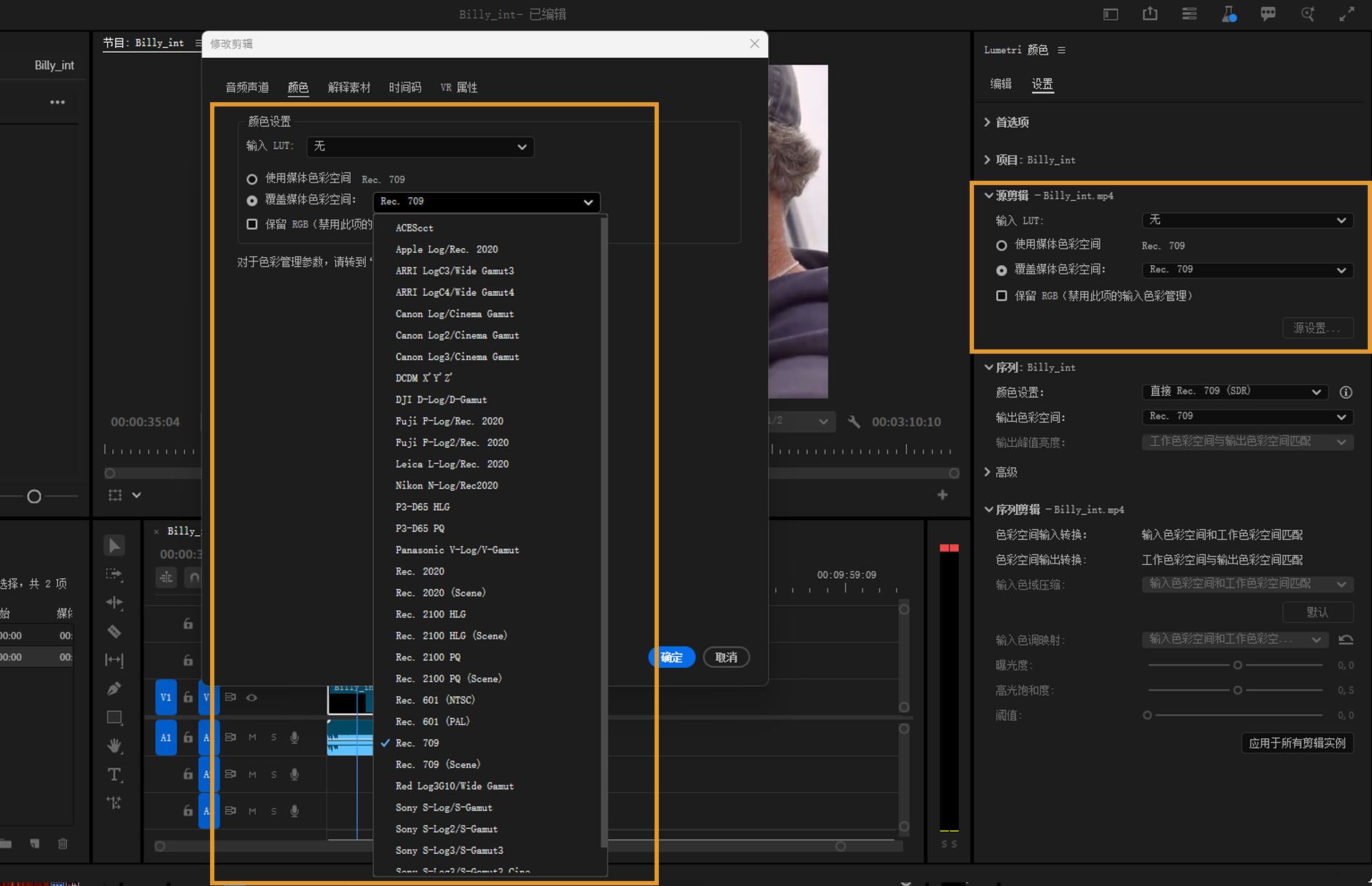 访问“源剪辑”控件以对剪辑进行准确识别和颜色分级。