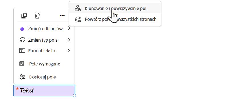 Klonowanie i powiązywanie pól